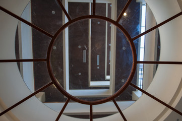 round glass ceiling inside the building in the resort