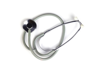 Medical stethoscope on the white background. 