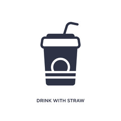 drink with straw icon on white background. Simple element illustration from cinema concept.