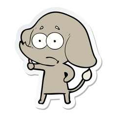 sticker of a cartoon unsure elephant