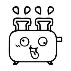 line drawing cartoon of a toaster