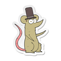 sticker of a cartoon mouse wearing top hat