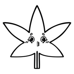 line drawing cartoon autumnal leaf