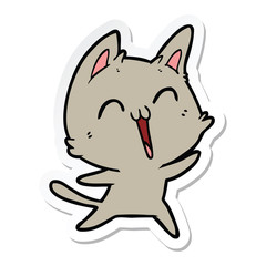 sticker of a happy cartoon cat