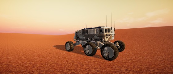 Extremely detailed and realistic high resolution 3d illustration of the Martian Landscape