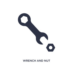 wrench and nut icon on white background. Simple element illustration from tools concept.