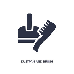 dustpan and brush icon on white background. Simple element illustration from tools concept.