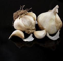 raw garlic clove on a table in the kitchen