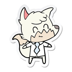sticker of a cartoon happy fox