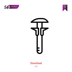 Outline wrench icon isolated on white background. Popular icons for 2019 year. Line pictogram. Graphic design, mobile application, logo, user interface. EPS 10 format vector