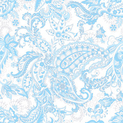 Fototapeta na wymiar Seamless Asian Textile Background. Paisley Pattern