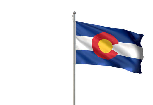 Colorado state of United States flag waving isolated 3D illustration