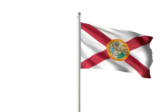 Florida state of United States flag waving isolated 3D illustration