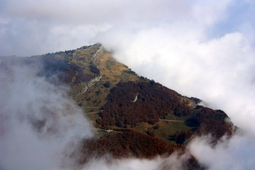 The mountains in the fog