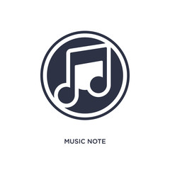 music note icon on white background. Simple element illustration from discotheque concept.
