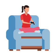 faceless woman playing videogames