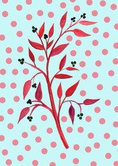 Hand drawn brunch flower summer spring illustration color background