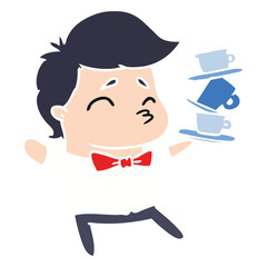 cartoon of a kawaii cute waiter