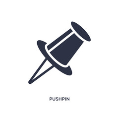 pushpin icon on white background. Simple element illustration from education concept.