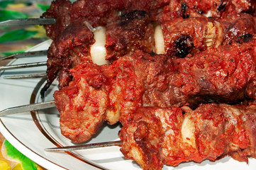 Delicious pork barbecue in tomato sauce