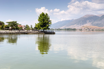 View of the lake Pamvotis on a cloudy, summery day (Epirus region, Greece)
