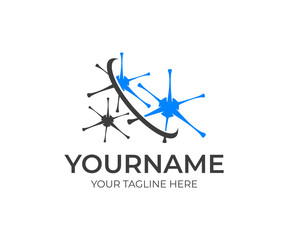 Neurobiology, neuron and interconnections in the brain, logo design. Medicine, diagnosis and treatment, neurology and psychiatry, vector design and illustration