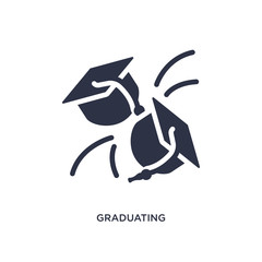 graduating icon on white background. Simple element illustration from education concept.