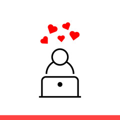 Blogger vector icon, lovely man symbol. Simple, flat design for web or mobile app