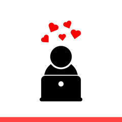 Blogger vector icon, lovely man symbol. Simple, flat design for web or mobile app