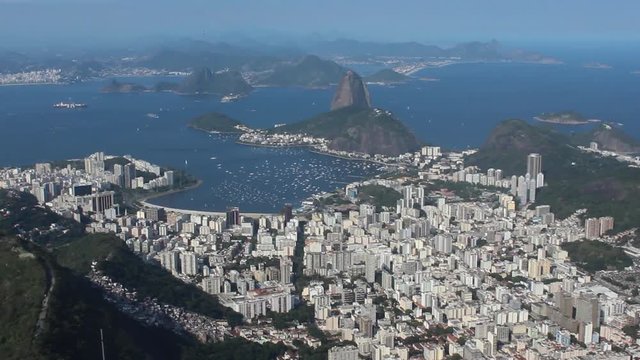 View from Corcovado to Sugarloaf Mountain over Guanabara Bay, Brazil