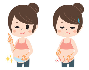 Two types of pregnant women suffering from pregnancy line