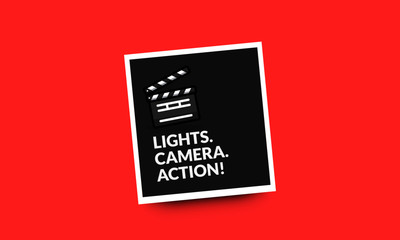 Lights Camera Action Movie Quote Poster with Clapperboard
