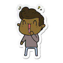 sticker of a cartoon excited man