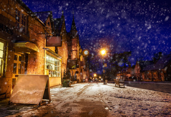 Broadway, Gloucestershire high street snowy scene