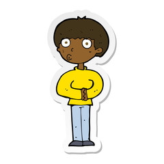 sticker of a cartoon curious man