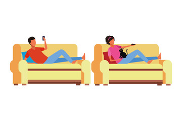 faceless people relax with cat living room