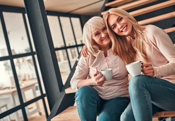Mother with daughter at home