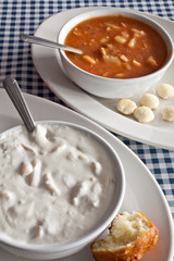 White Seafood Chowder and Clam Chowder
