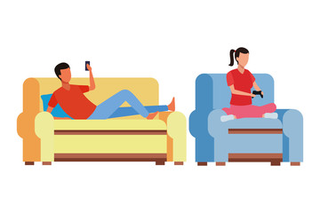 faceless couple and living room