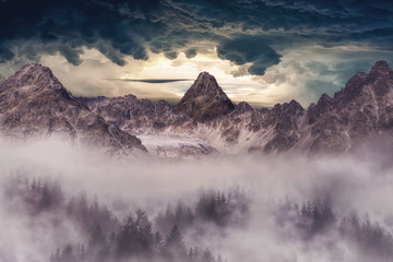 Obraz premium Mountain Landscape with fog