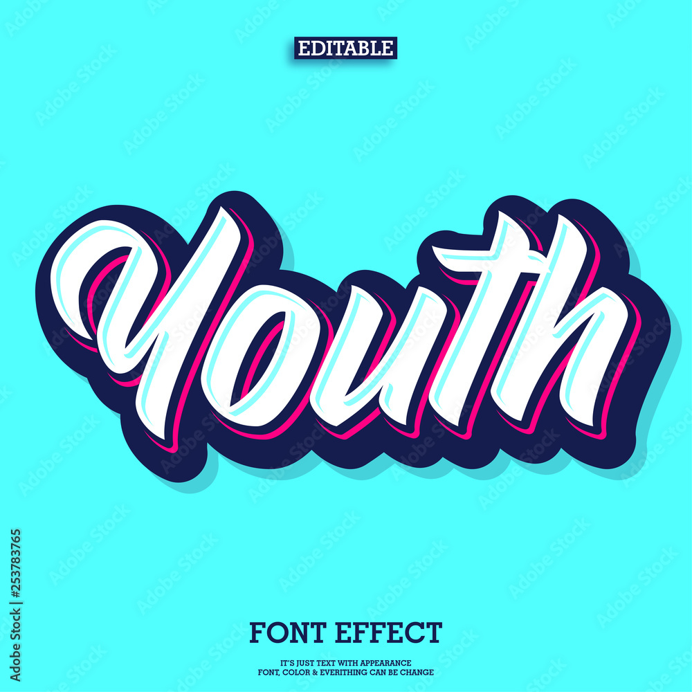 Poster modern trendy bold brush script font with highlight and shadow custom lettering font for logo design