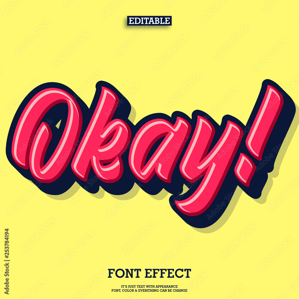Poster simple bold brush script font with 3d extrude and highlight