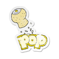 retro distressed sticker of a cartoon champagne cork popping