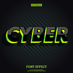 modern dark cyber typeface font effect, with cool glowing green color and stylish black