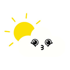 flat color retro cartoon sun and cloud
