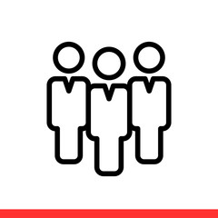 People vector icon, group team symbol. Simple, flat design for web or mobile app