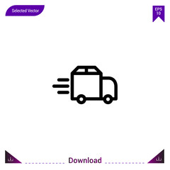 Outline truck icon isolated on white background. Line pictogram. mobile application, logo, user interface. Editable stroke. EPS10 format vector