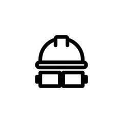 Engineer hat and glass icon. Building sign