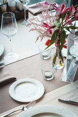 Crop shot of a part of a restaurant table with some crockery on it