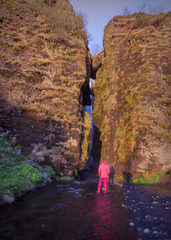 Near the Gljufrabui waterfall on south Iceland